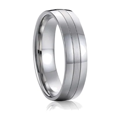 Anillo de Banda Cepillado con Bordes Pulidos, Acero Inoxidable 316L