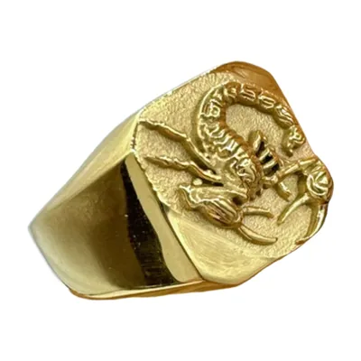 Herren Siegelring Skorpion in Goldoptik, 316L Edelstahl