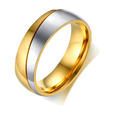 Zweifarbiger Ring in Gold- und Silbertönen, Edelstahl