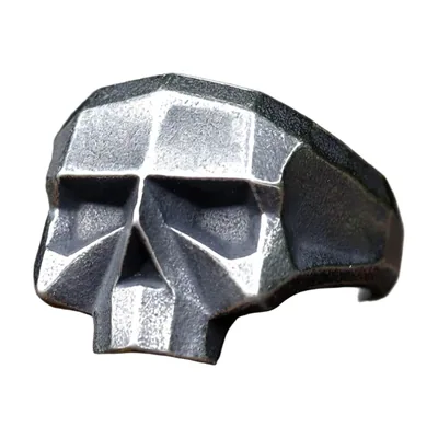 Geometrischer Totenkopf-Ring für Herren, 316L Edelstahl