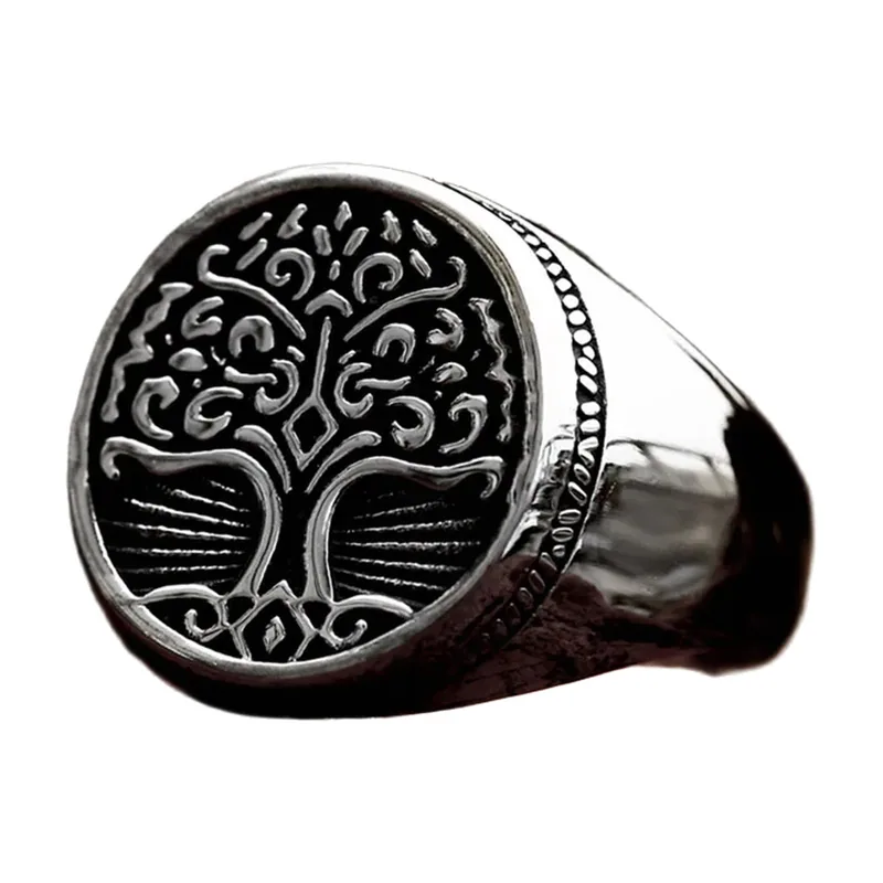 Herren Siegelring Yggdrasil Lebensbaum, Edelstahl