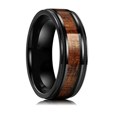 Herrenring aus Carbon mit Herzschlag-Linie, Edelstahl