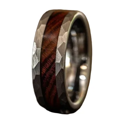 Herrenring mit Holz-Inlay aus 316L Edelstahl