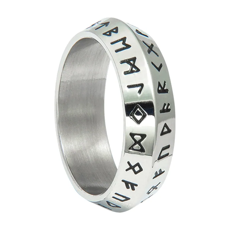 Vegvisir Wikinger Kompassring mit Runen, Edelstahl