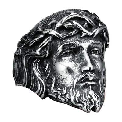 Bague Chevalière Visage de Jésus, Acier Inoxydable 316L