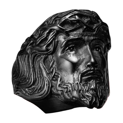 Bague Visage de Jésus, Acier Inoxydable 316L