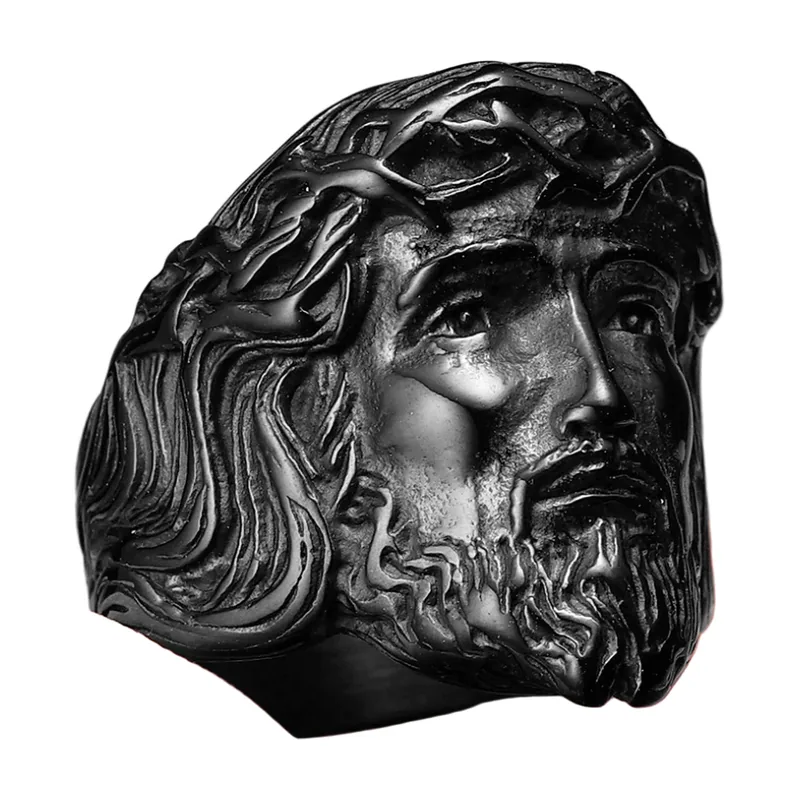 Jesus Face Statement Ring, 316L Stainless Steel