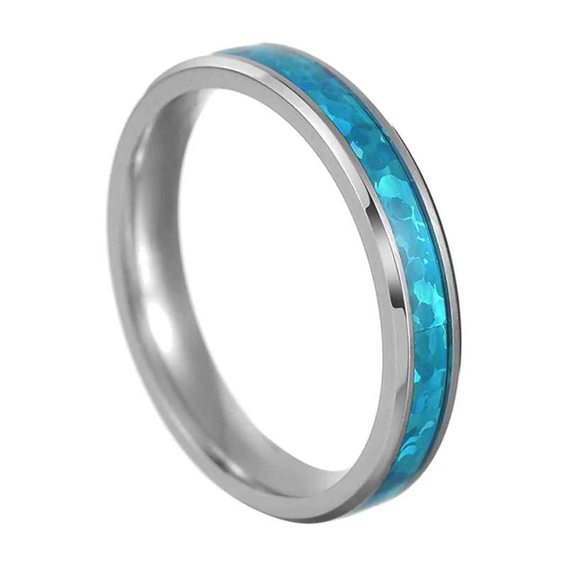 Herren Ring mit blauem Opal-Inlay, Edelstahl