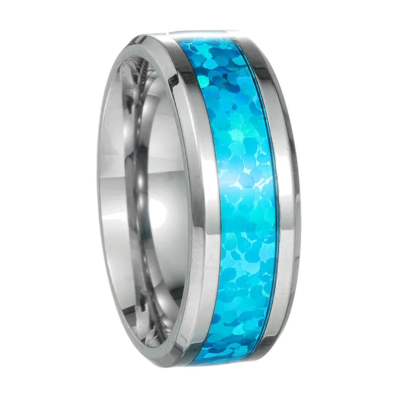 Herren Ring mit blauem Opal-Inlay, Edelstahl