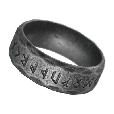 Wikinger Runenring mit Antik-Finish, Edelstahl