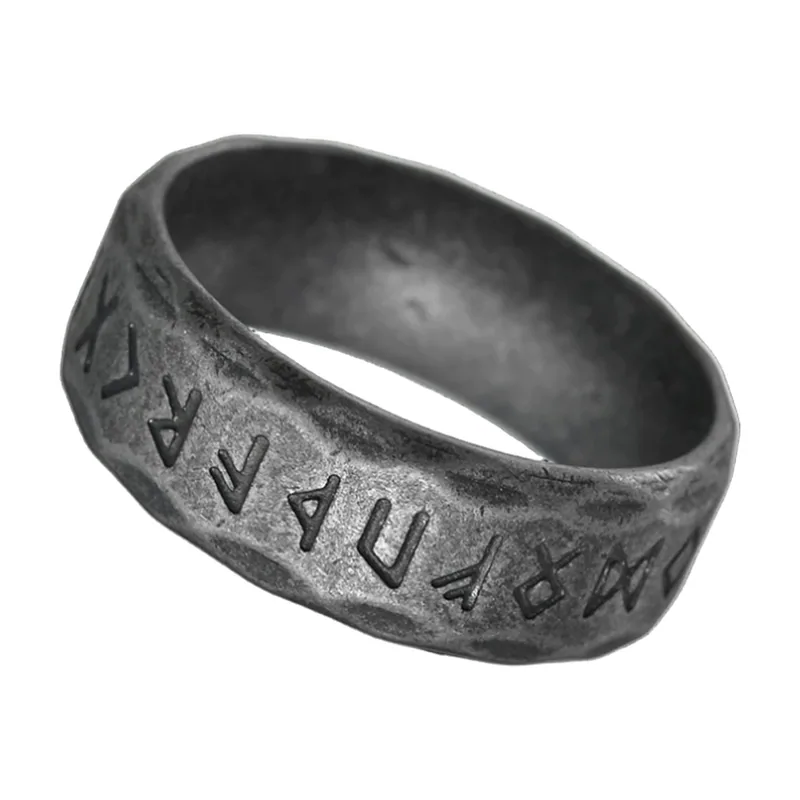 Wikinger Runenring mit Antik-Finish, Edelstahl