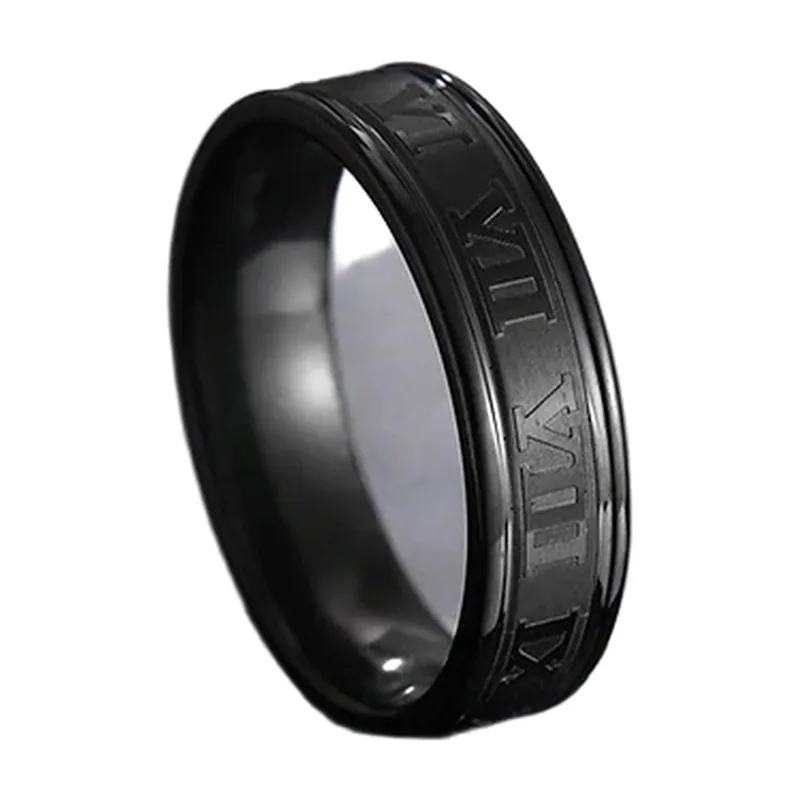 Bague à chiffres romains, acier inoxydable