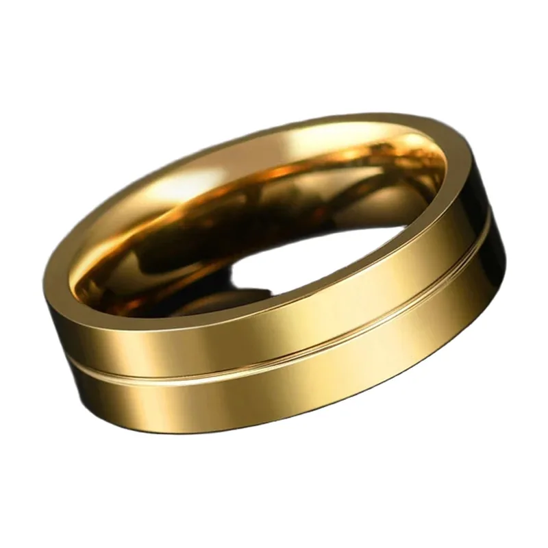 Polierter Herrenring mit zentraler Nut, Edelstahl