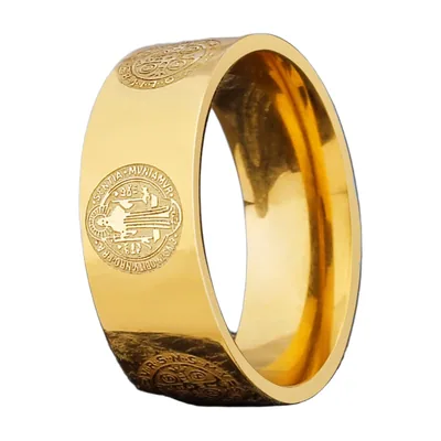 Anello Medaglia di San Benedetto in Acciaio Inossidabile