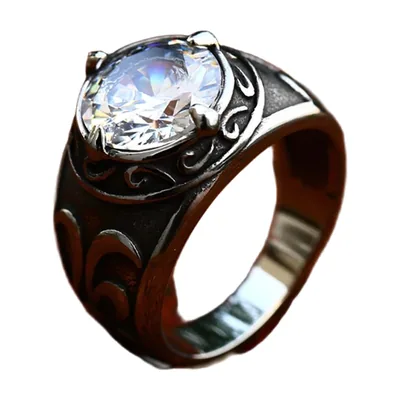 Wikinger Knoten-Runenring mit Zirkonia, Edelstahl