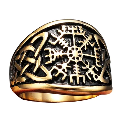 Wikinger Vegvisir Kompassring mit keltischen Knoten, Edelstahl