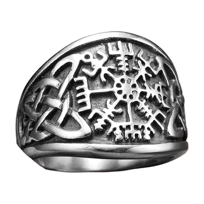 Vegvisir Wikinger Kompass-Ring mit keltischem Knoten, Edelstahl