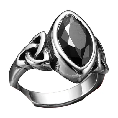Keltischer Knoten Ring mit schwarzem Zirkonia, Edelstahl