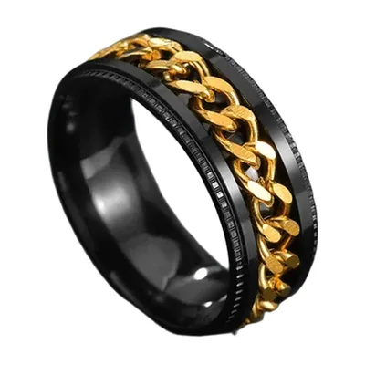 Rotierender Ketten-Spinnerring für Herren, Edelstahl