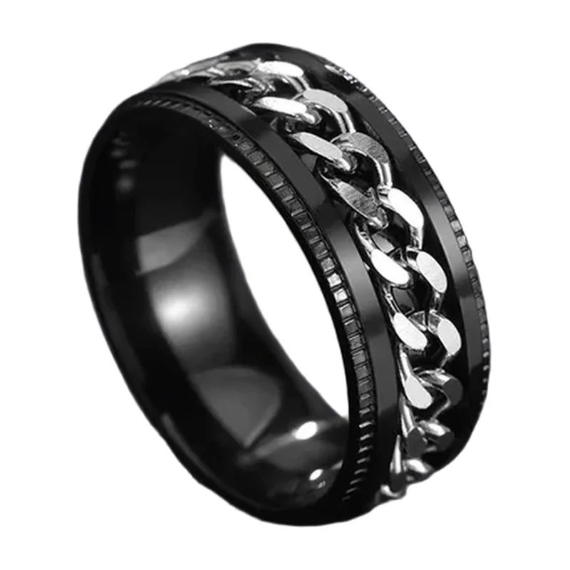 Spinner-Ring mit Ketten-Design, Edelstahl