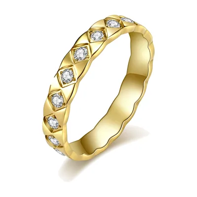 Anello Eternity Band con Zirconia Trasparenti, Acciaio Inossidabile