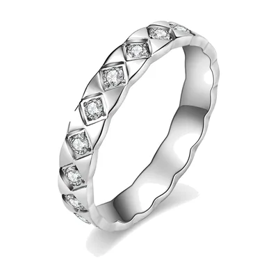Anello Eternity con Zirconia Trasparenti, Acciaio Inossidabile
