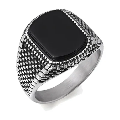 Herren Siegelring mit Onyx-Stein aus Edelstahl