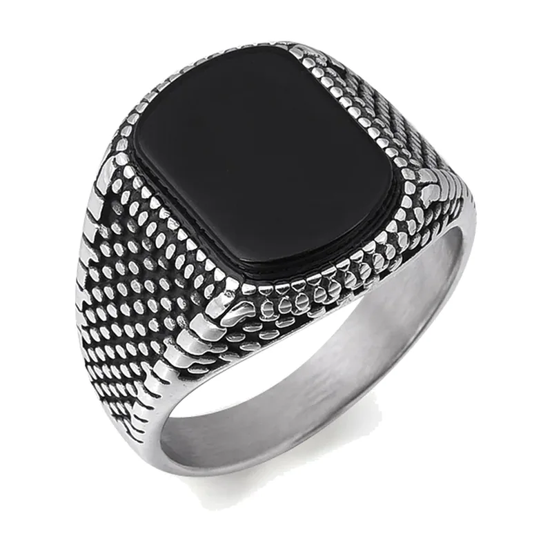 Herren Siegelring mit Onyx-Stein aus Edelstahl