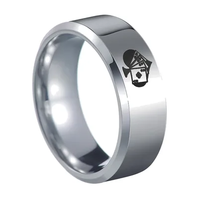 Herren Ring mit Spielkarten-Motiv, 316L Edelstahl