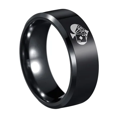 Herren Ring mit Spielkarten-Motiv, Schwarz, Edelstahl
