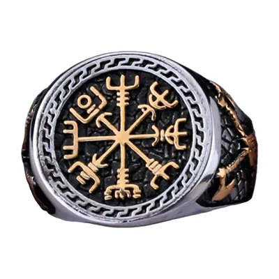 Wikinger Runenrad Siegelring aus 316L Edelstahl