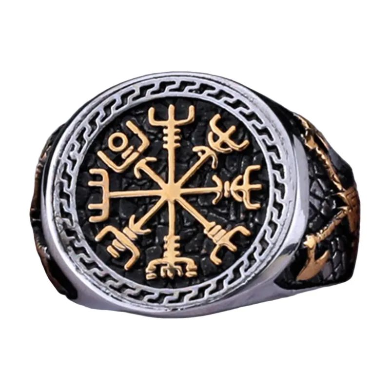 Chevalière Runes Vikings, Acier Inoxydable 316L