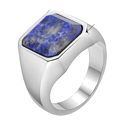 Herren Siegelring mit blauem Stein, Edelstahl