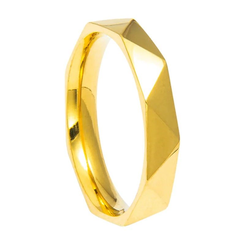 Geometrischer Rhombus Statement-Ring, polierter Edelstahl
