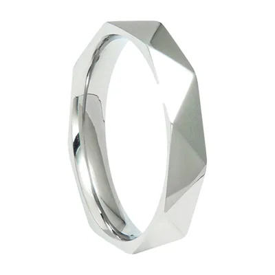 Geometric Rhombus Signet Ring, Polished Stainless Steel