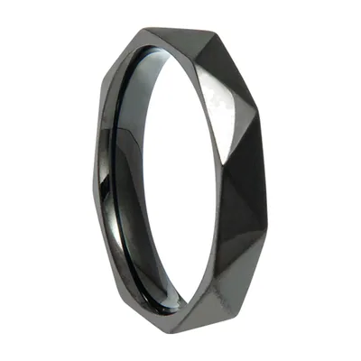 Anillo Geométrico Hexagonal, Acero Inoxidable Pulido