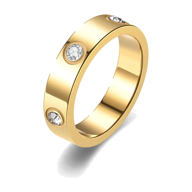 Anillo de Banda Pulida con Circonia, Acero Inoxidable