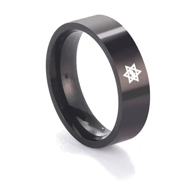 Davidsstern Ring, Schwarz aus 316L Edelstahl