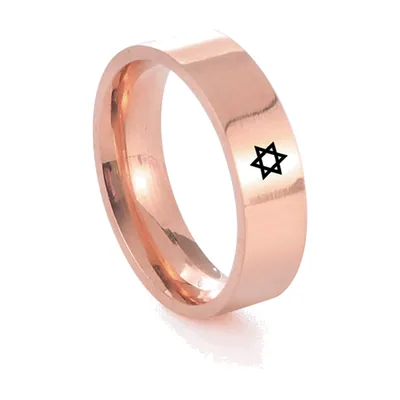 Davidsstern Ring für Herren, 8mm Band, Edelstahl
