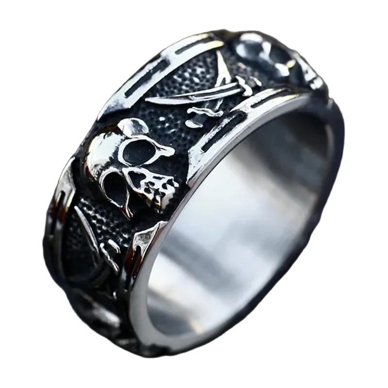 Anello Wrap Teschio e Spada, Acciaio Inossidabile