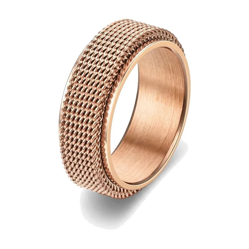 Spinner Ring with Chain Link Detail, Stainless Steel