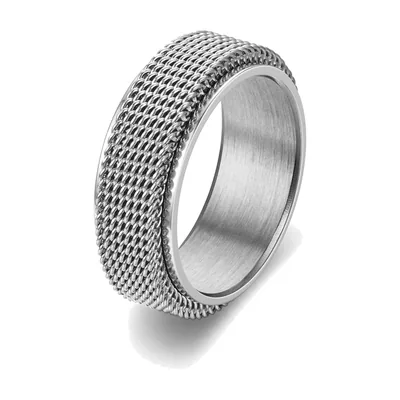 Herren Spinner-Ring mit rotierender Mesh-Kette, Edelstahl