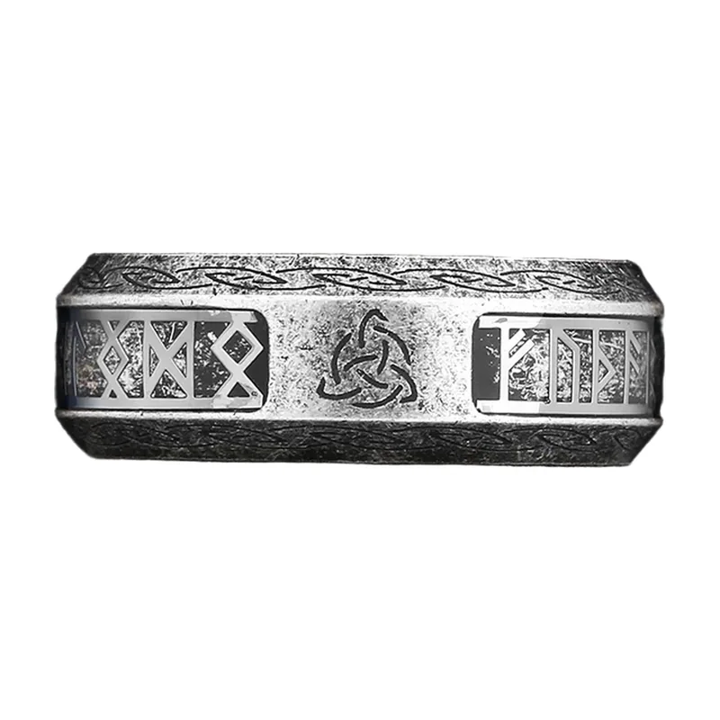 Anillo Runa Odín Vikingo con Nudo Celta, Acero Inoxidable