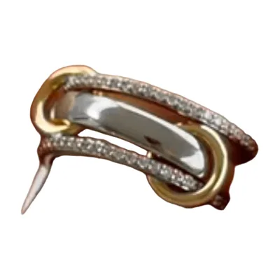 Bague à Maillons Entrelacés et Zirconia, Acier Inoxydable Bicolore