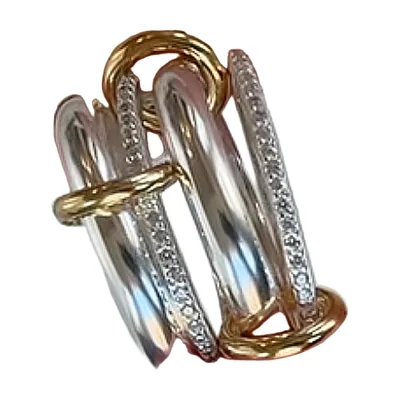 Herren Ring mit ineinandergreifenden Bändern und Zirkonia, Edelstahl