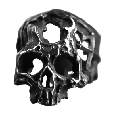 Gotischer Totenkopf-Ring mit Openwork-Design, Edelstahl 316L