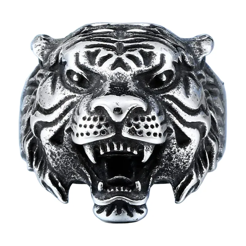 Tiger Head Statement Ring, 316L Stainless Steel