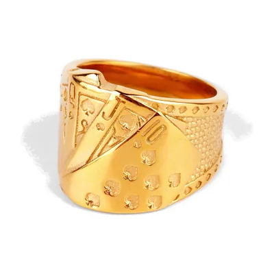 Poker-Ring mit Spielkarten-Motiv aus 316L Edelstahl