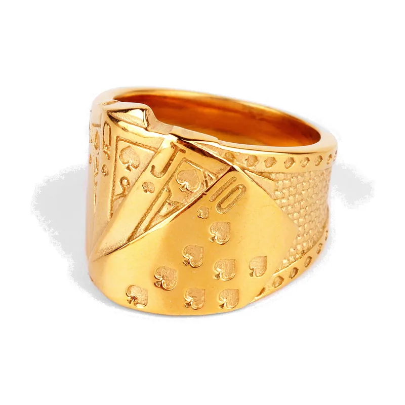 Poker Playing Card Statement Ring, 316L Stainless Steel