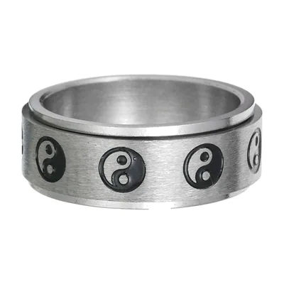Yin Yang Spinner-Ring, 8mm Drehring aus Edelstahl